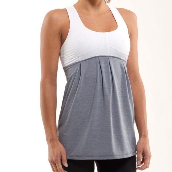 lululemon athletica Tops - Lululemon Run Your Heart Out Tank Heathered Blurred Grey/White Possibly Size 6